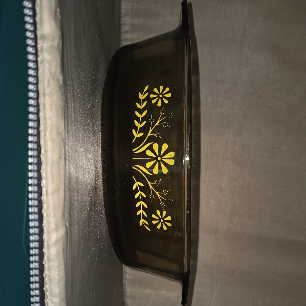 Glass Cookware with Floral Design - Black